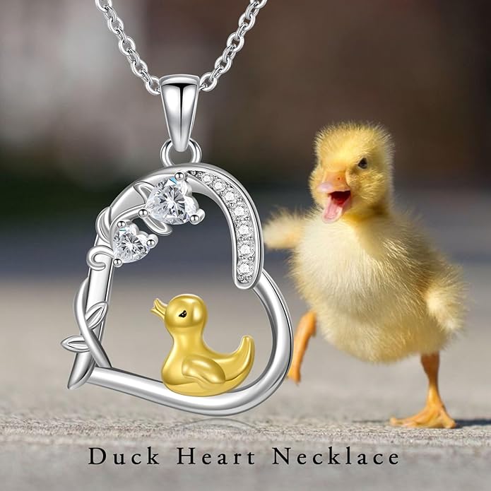 Heart Animal Necklace 925 Sterling Silver Cute Animal Pendant Jewelry Birthday Gifts for Women Girlfriend Mom Animal Lovers