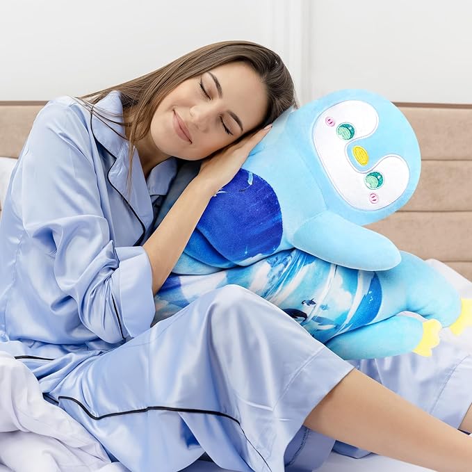 Long Plush Body Pillow, Cute Stuffed Animal, Big Cuddle Toy - Penguin Design, 20 Inches