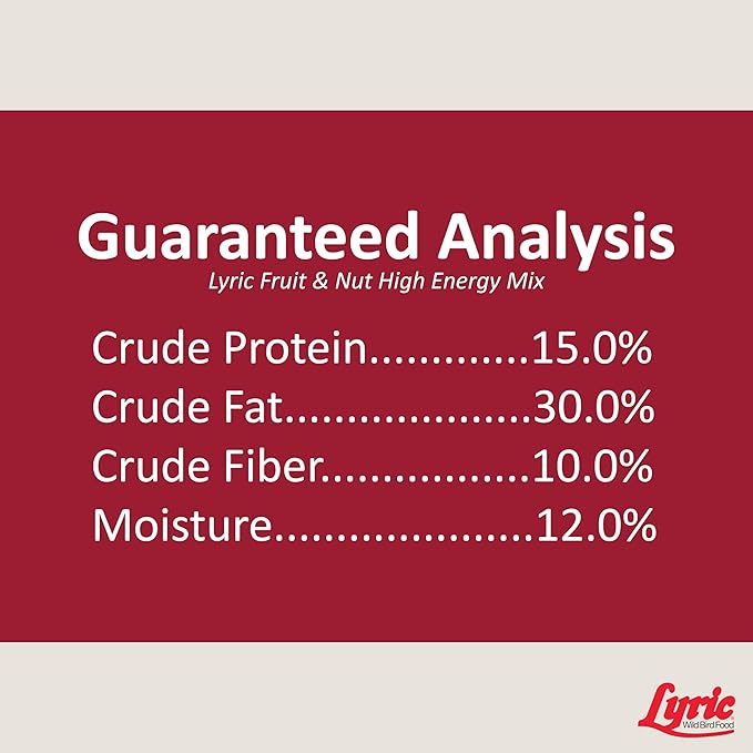 Lyric Fruit and Nut Wild Bird Seed - High Energy Wild Bird Food Mix - Attracts Woodpeckers, Chickadees & Other Songbirds - 20 lb bag