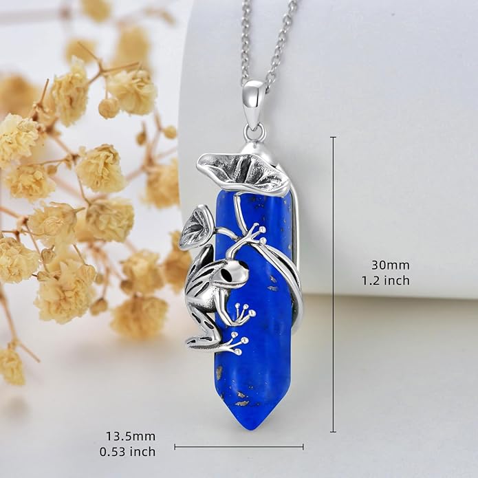 Frog Necklace 925 Sterling Silver Frog Pendant Birthstone Quartz Jewelry Gift for Women s Mom