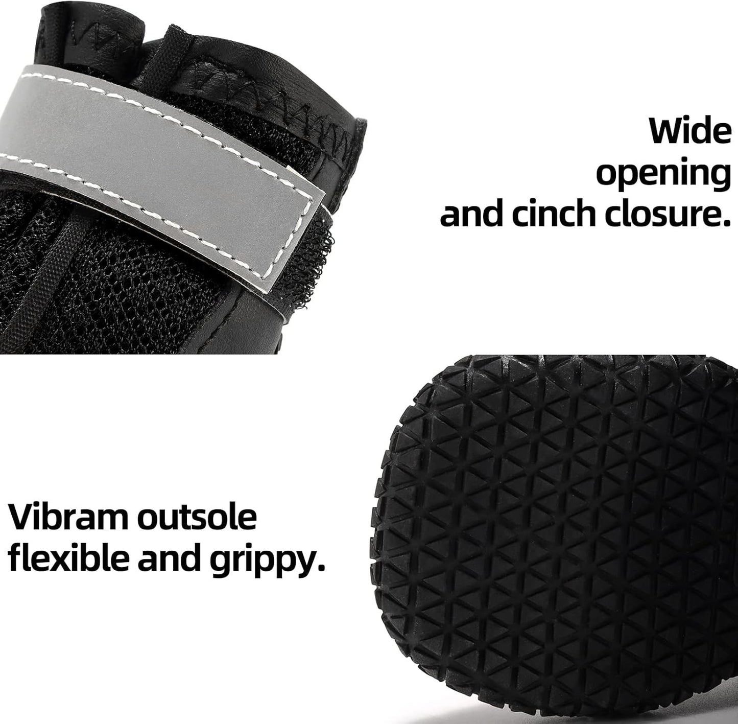 Hcpet Dog Boots for Large Dogs, Dog Shoes for Hot Pavement Winter Snow, Paw Protector Dog Booties Designed for Comfort and Breathability, Outdoor Booties for Small Medium Dogs for Hiking Black Size 3