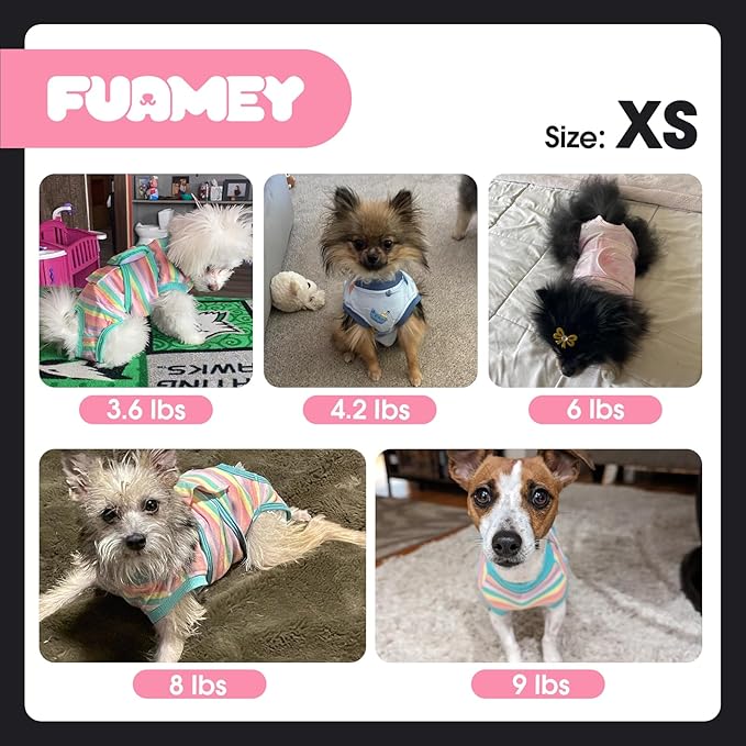 FUAMEY Dog Recovery Suit Male,Dogs Surgery Neuter Suits Puppy Spay Shirts for Female Protect Dog's Skin Anti Licking Abdominal Wounds Doggie Onesie Pet Bodysuit Alternative to Cone Rabbit Flower XS