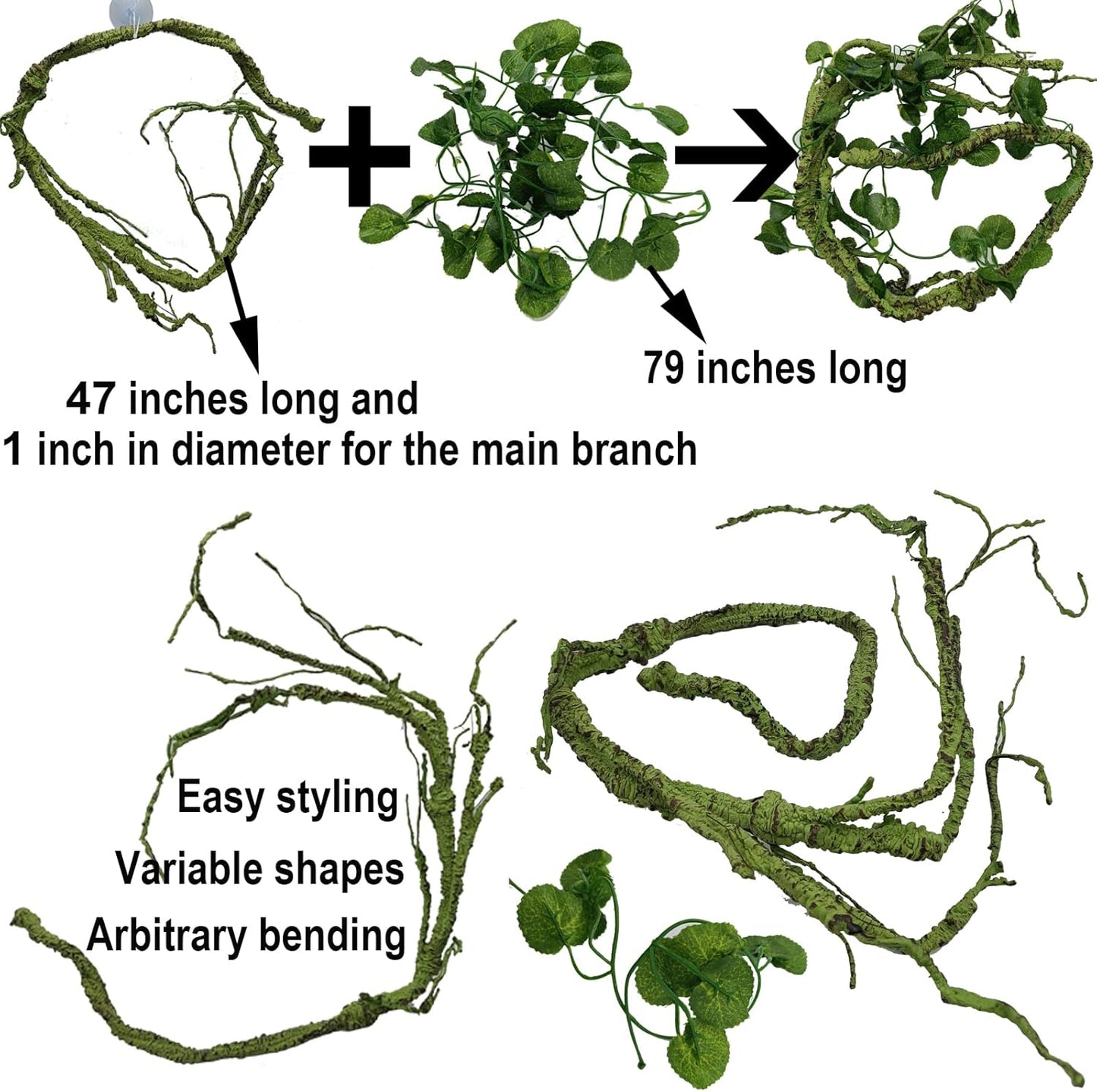 Reptile Plants for Bearded Dragon Tank Accessories, Terrarium Plant Artificial Decor for Snake Cage, Fake Plant for Leopard Gecko Habitat, Lizard Chameleon Ball Pythons (Group BN)