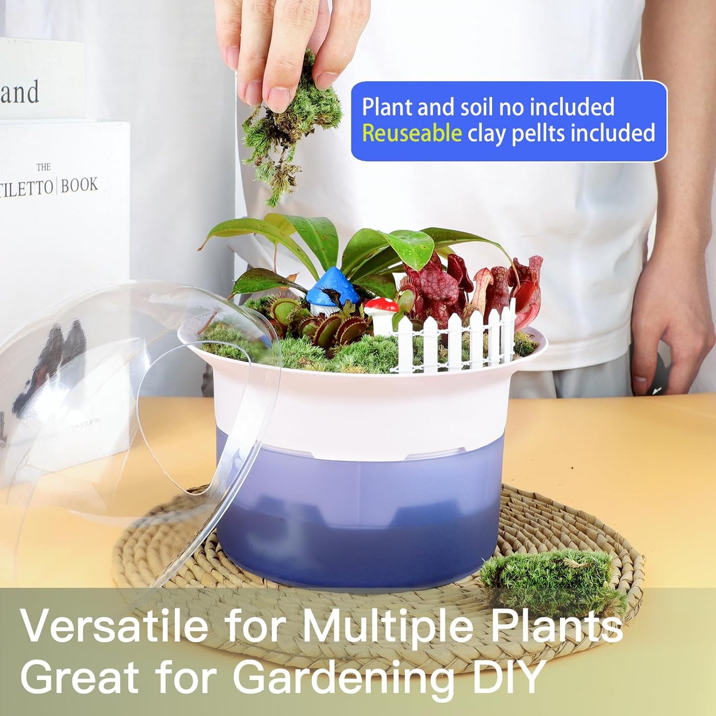 Smart Venus Fly Trap Terrarium Kit with Metal Stand,Self Watering Pots for Indoor Plants,Smart Planter Pot with Grow Light&Timer for Succulents,Herbs,Carnivorous Plant, for Dad