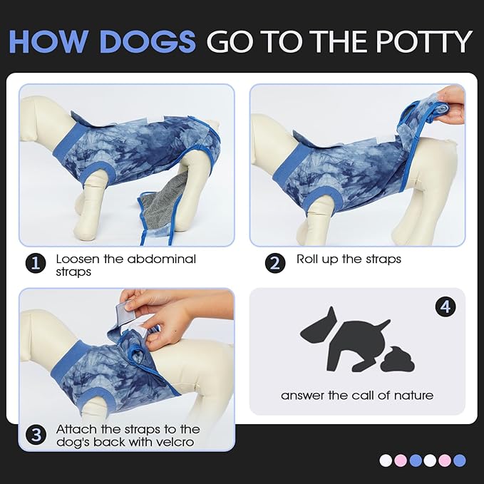 FUAMEY Recovery Suit for Dogs After Surgery,Soft Breathable Dog Bodysuit E-Collar & Cone Alternative Surgical Suit,Male Female Dog Neuter Spay Suits Anti Licking Wounds Onesie Blue Tie Dye M