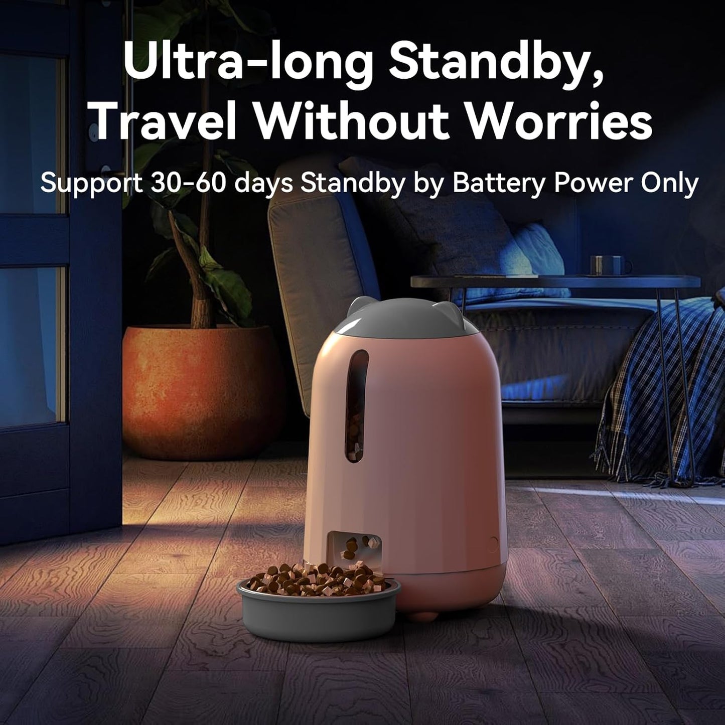 PAPIFEED Automatic Cat Feeder, 3L Timed Cats Food Dispenser with Dual Power Supply, Auto Pet Feeder with Programmable Portion Control for Cats and Small Dogs, Grey