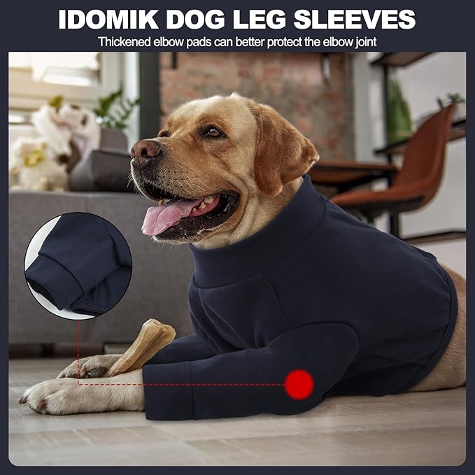 IDOMIK Dog Recovery Suit, Dog Surgery Recovery Suit Front Legs, Comfy Joint Leg Sleeves After Surgery, Elbow Braces Protector for Leg Injuries & Joint Pain, Cone Collar Alternatives,Navy,M