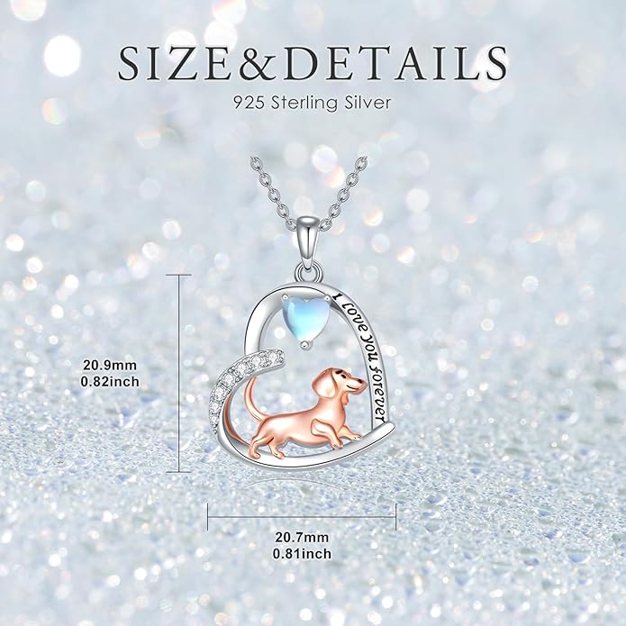 Dachshund Necklace 925 Sterling Silver Dachshund Birthstone Pendant Cute Animal Puppy Dog Dachshund Jewelry Gifts for Women Dachshund Lover