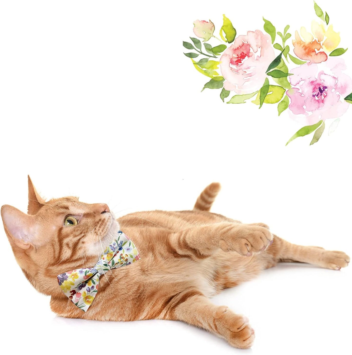 Dog Bow Ties, 10 PCS Flower Pattern Adjustable Bowties for Cats & Small Medium Large Dogs Collar Charms for Birthday Wedding Parties（Flower）