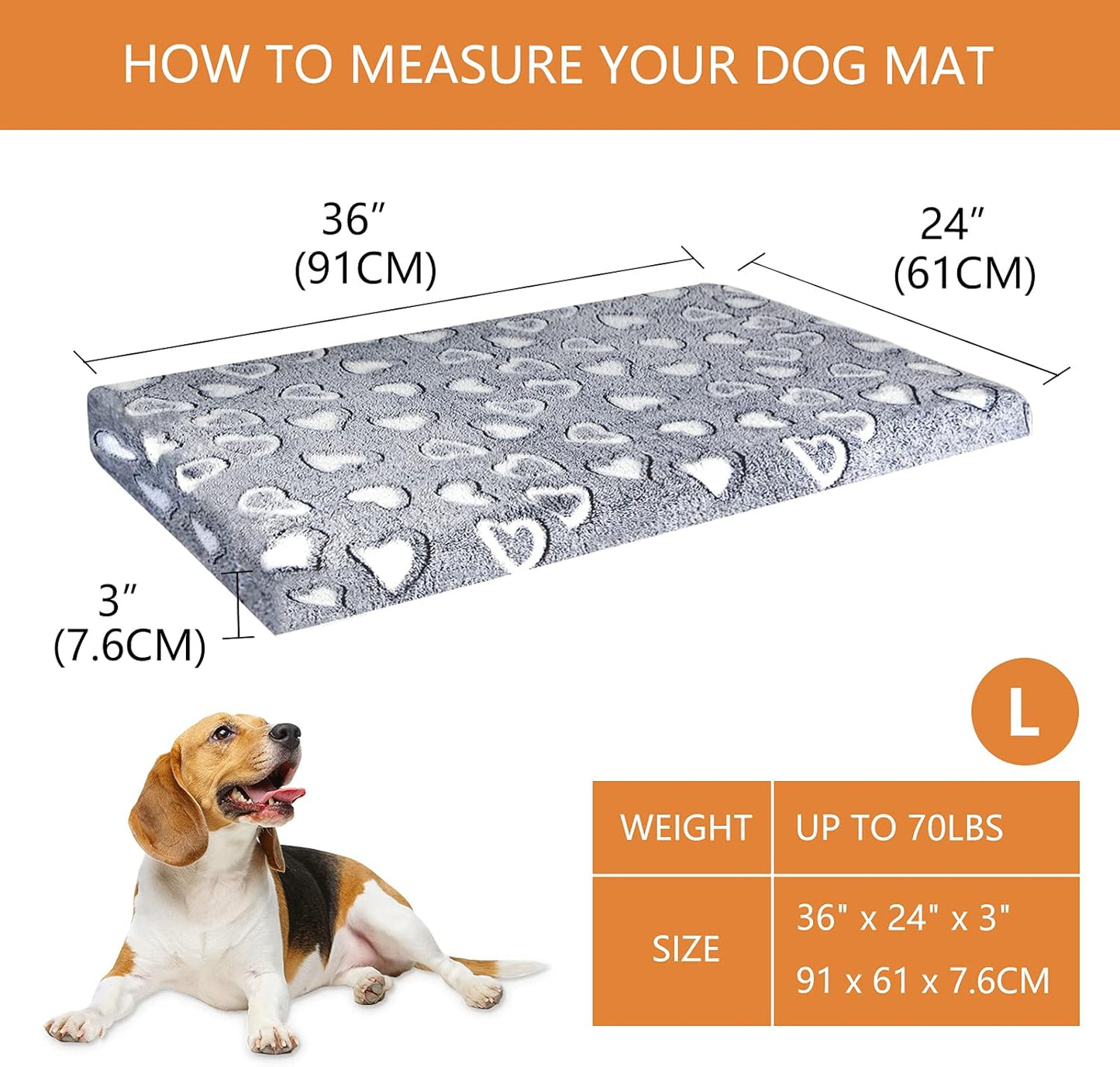 VANKEAN Dog Crate Mat - Reversible Cool & Warm Stylish Bed, Waterproof & Machine Washable, Supports Small to XXL Dogs, Grey