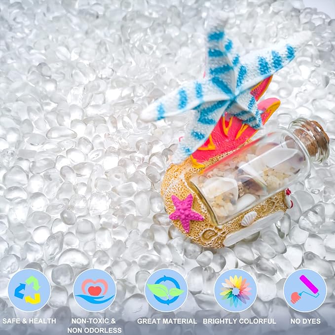 Keedolla Aquarium Clear Glass Stones Pebbles for Fish Tank, 0.93LB Fish Tank Marbles Beads Gems Gravel Rocks for Aquarium, Vase Fillers, Succulent Plants Decor