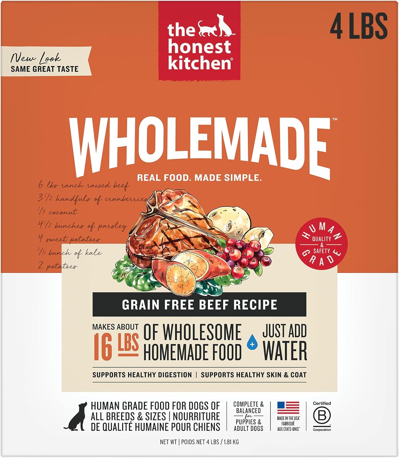 The Honest Kitchen Wholemade™ Grain Free Beef Dog Food, 4 lb Box