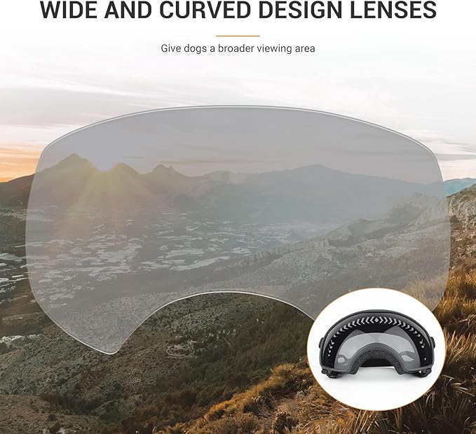NAMSAN Dog Goggles Large Breed, UV Protection, Driving Doggie Sunglasses for Medium to Large Dogs, Wide Glasses Full Eye Protection, Anti-Fog Windproof, Adjustable, Black