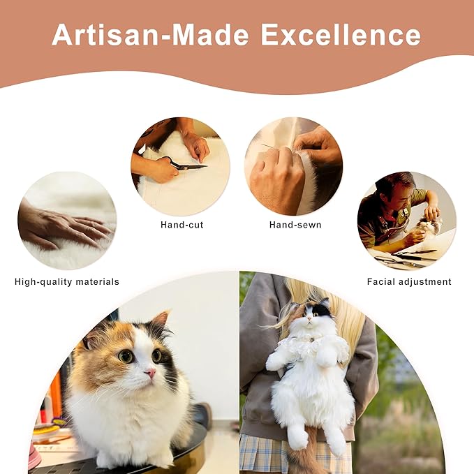 Chongker Stuffed Animals Backpack - Lifelike Stuffed Cat Plush Backpack, Handmade Cute Cat Shaped Bag, Large Dark Calico