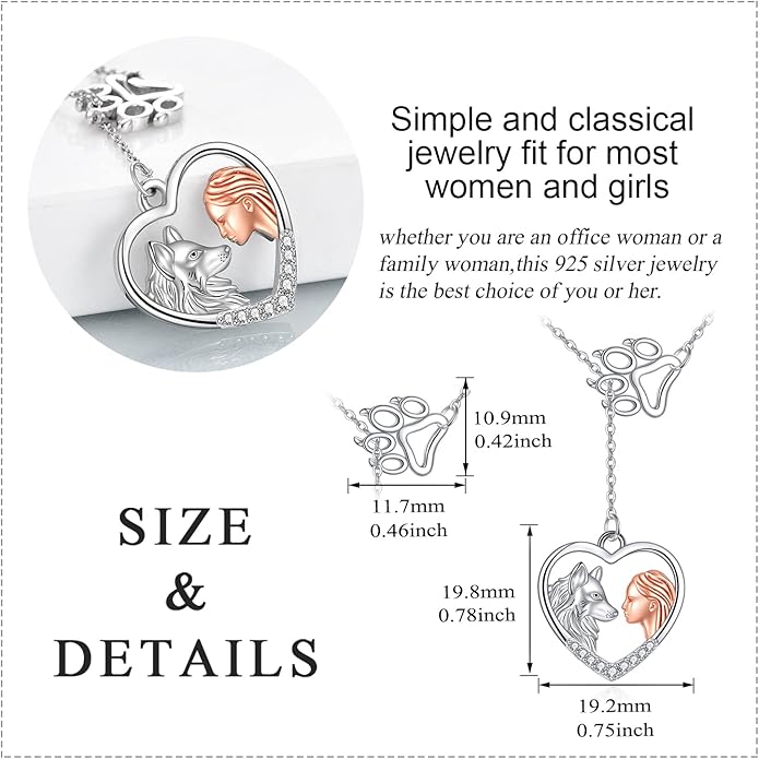 LUHE Bee/Cat/Wolf/Horse Gifts Necklace Sterling Silver Women Y-Necklace Pendant Necklace Jewelry for Teen Girls