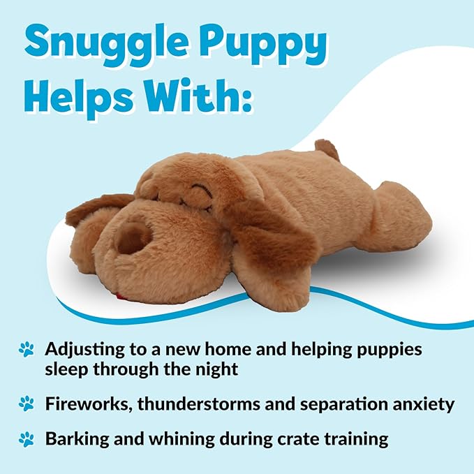 Original Snuggle Puppy Toys - Heartbeat Puppy for Dogs - Pet Anxiety Relief and Calming Aid - Comfort Dog Toys for Behavioral Training in Sleeping Biscuit