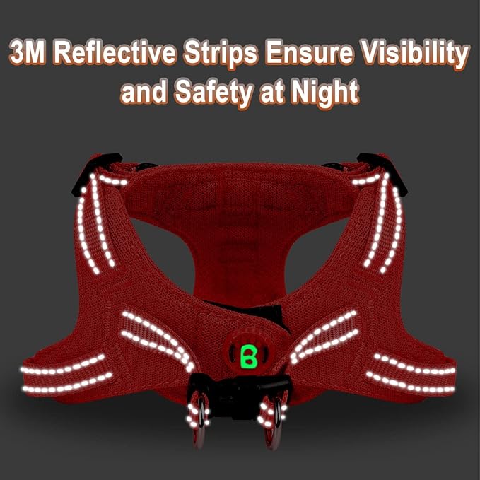 Dog Harness Step in Dog Vest Harness, Reflective Adjustable Puppy No Pull Harness Breathable Soft for Small and Medium Dogs Cats, Red, XS
