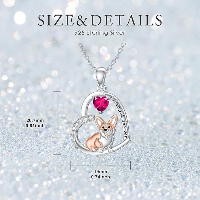 Dachshund Necklace 925 Sterling Silver Dachshund Birthstone Pendant Cute Animal Puppy Dog Dachshund Jewelry Gifts for Women Dachshund Lover