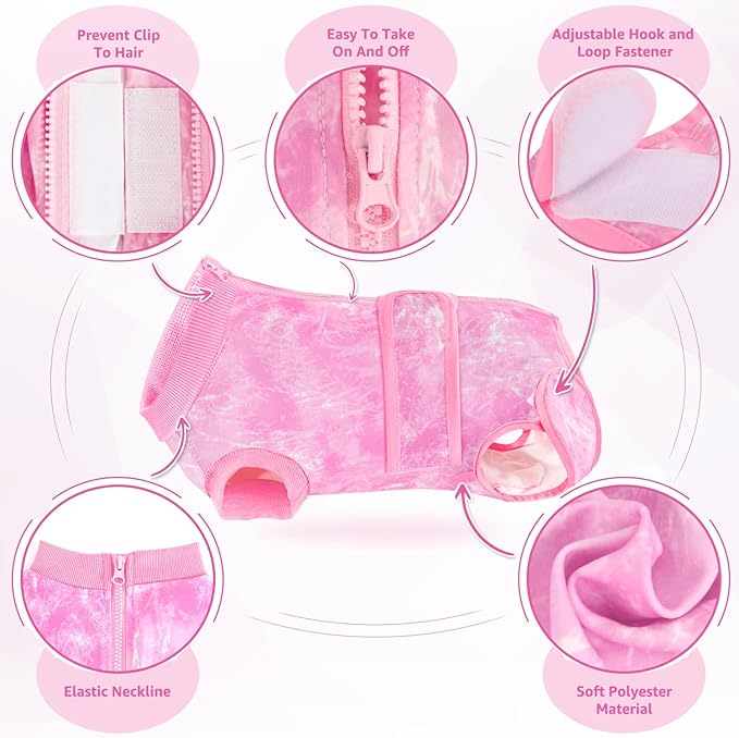 Lukovee Recovery Suit for Dogs, Zipper On Recovery Suit for Female Male Dog, Onesie Abdominal Wounds Cone E-Collar Alternative Prevent Licking Spay Recovery Suit