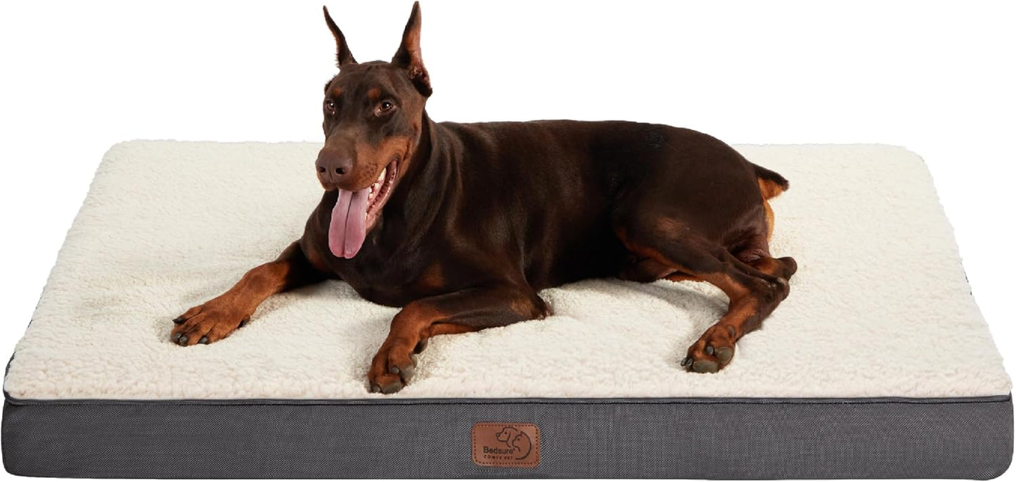 Bedsure XXL Dog Bed for Large Dogs - Orthopedic Flat Giant Pet Beds with Removable Washable Cover, Jumbo Egg Crate Foam Mat, Suitable for Pet Up to 150 lbs