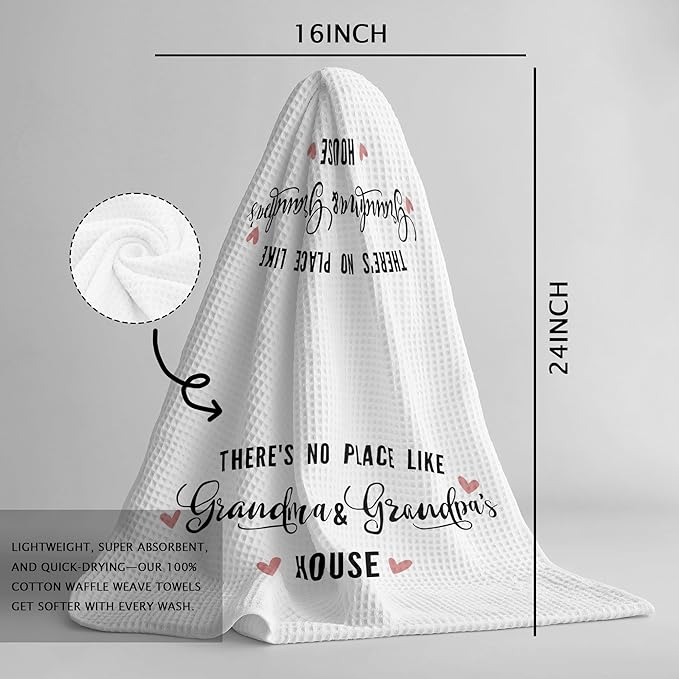 There's No Place Like Grandma and Grandpa's House Kitchen Towels, Grandparents' Dish Towel Hand Towel, Grandma and Grandpa Gifts from Grandkids, Grandparents' Day Gifts from Grandchildren,16x24 Inch