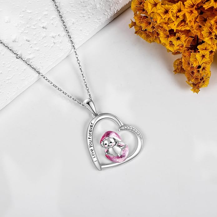 MONGAS Penguins/Guinea Pig/Pig/Fox/Corgi/Frog/Bunny/Koala8/Cow/French Bulldog Necklaces Penguin Gifts 925 Sterling Silver Hugging Penguins Cute Animal Jewelry for Women Sister