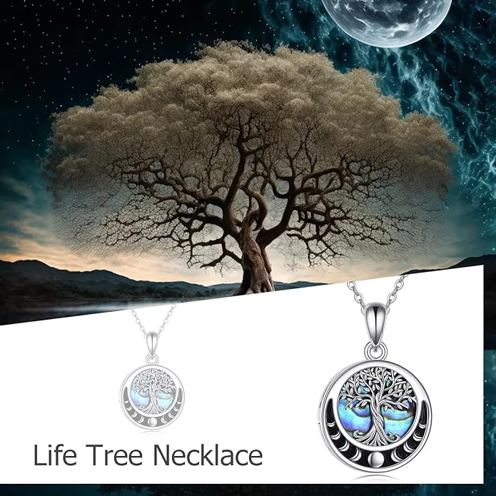 ONEFINITY Tree of Life Locket Necklace Sterling Silver Locket Necklace That Holds Pictures Tree of Life Locket Pendant for Women Wife Girlfriend