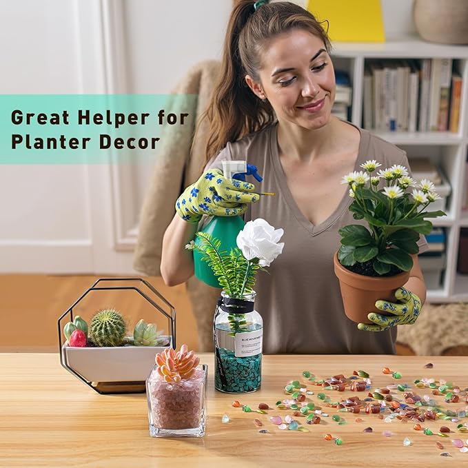 Crystal Chips Bulk Green Aventurine Crushed Quartz Stones Pebbles, 5-7mm Polished Tumbled Healing Crystal Chips Crushed Rocks Jade Pebbles for Aquarium, Garden and Home - 3 Lbs