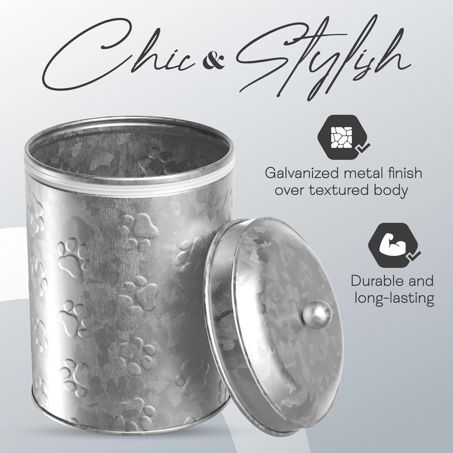 Amici Home Puppy Paws Galvanized Metal Food Canister (7CDI070)