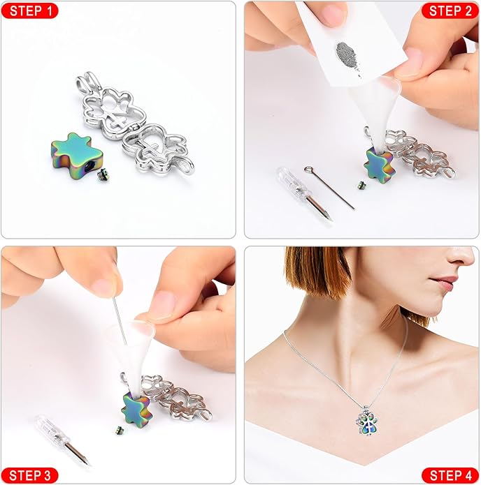 Pet Cremation Jewelry for Dog/Cat Paw Stainless Steel Memorial Locket Urn Necklace with Hollow Urn Cremation Jewelry for Ashes