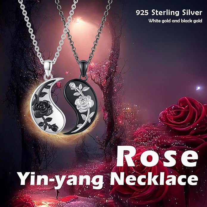 Yin Yang Matching Jewelry Set 925 Sterling Silver Yin Yang Friendship Couples BFF Pendant Necklace Jewelry for Her Him Women Men