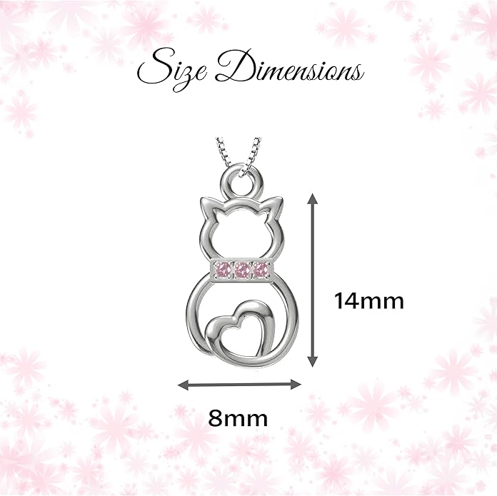 Cherished Moments Girl's Sterling Silver Cat Necklace Gift for Cat Lovers, Toddlers, Kids, Teens, and Women