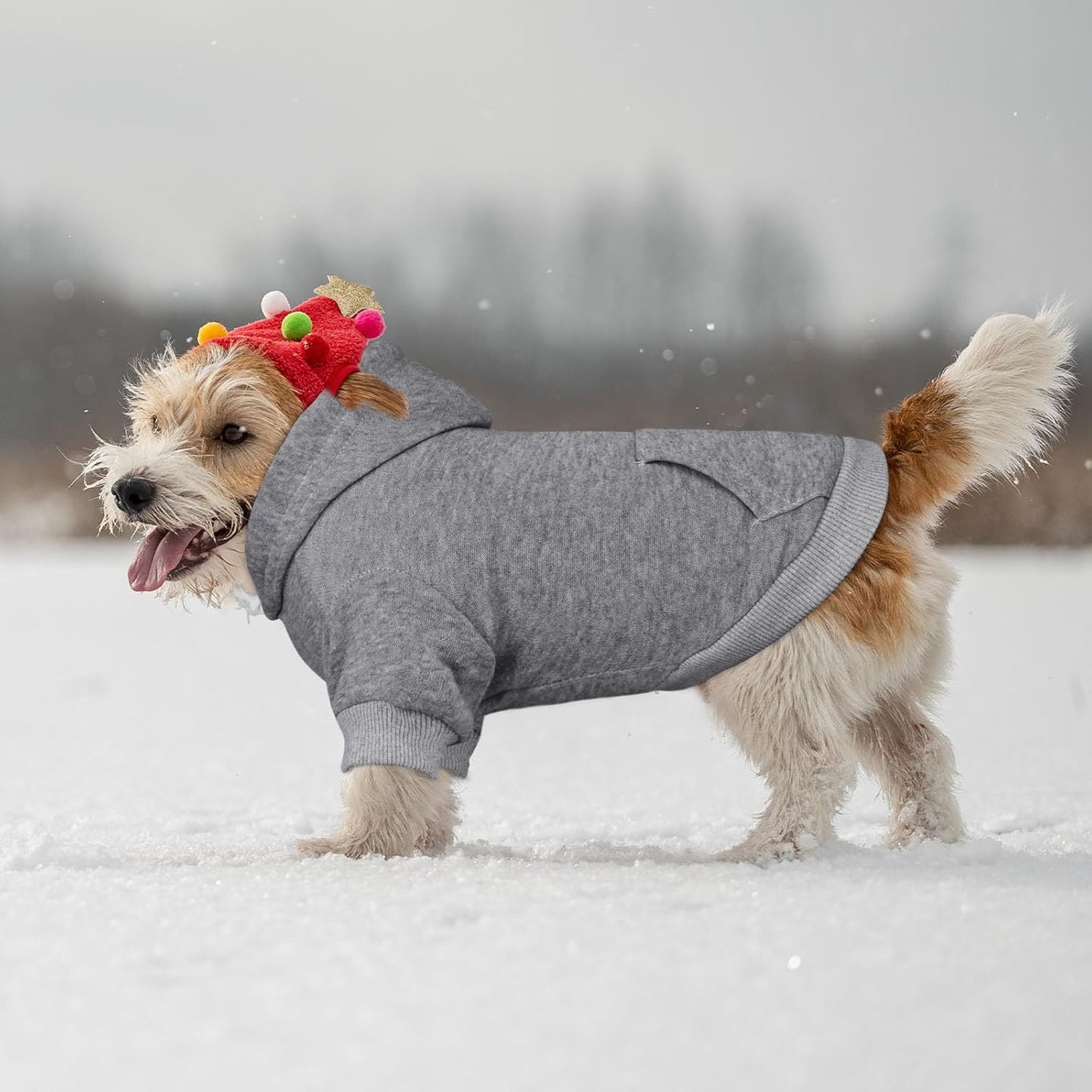 Dog Sweaters for Medium Dogs Dog Hoodie Dog Sweater Solid Soft Brushed Fleece Dog Clothes Dog Hoodie Sweatshirt with Pocket(Grey-M)