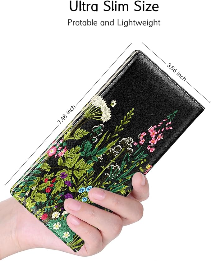 Nipichsha Womens Wallet, RFID Slim Wallets for Women, Thin Ladies Credit Card Holder Purse, Cute Leather Bifold Clutch Billfold with 11 Card Slots & ID Window, Dandelion