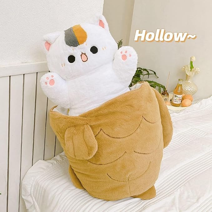 Ditucu 15.7 inch Taiyaki Cat Plush Pillow Cute Kitten Inside Fish 2 in 1 Soft Stuffed Animal Plushies Toys with Outfit Sleeping Doll Gifts for Girls Boys