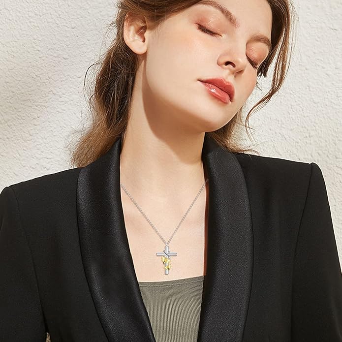 Cross Urn Necklace for Ashes 925 Sterling Silver Cremation Jewelry with Funnel Filler Kit Ashes Necklace for Human Women Girl Pets