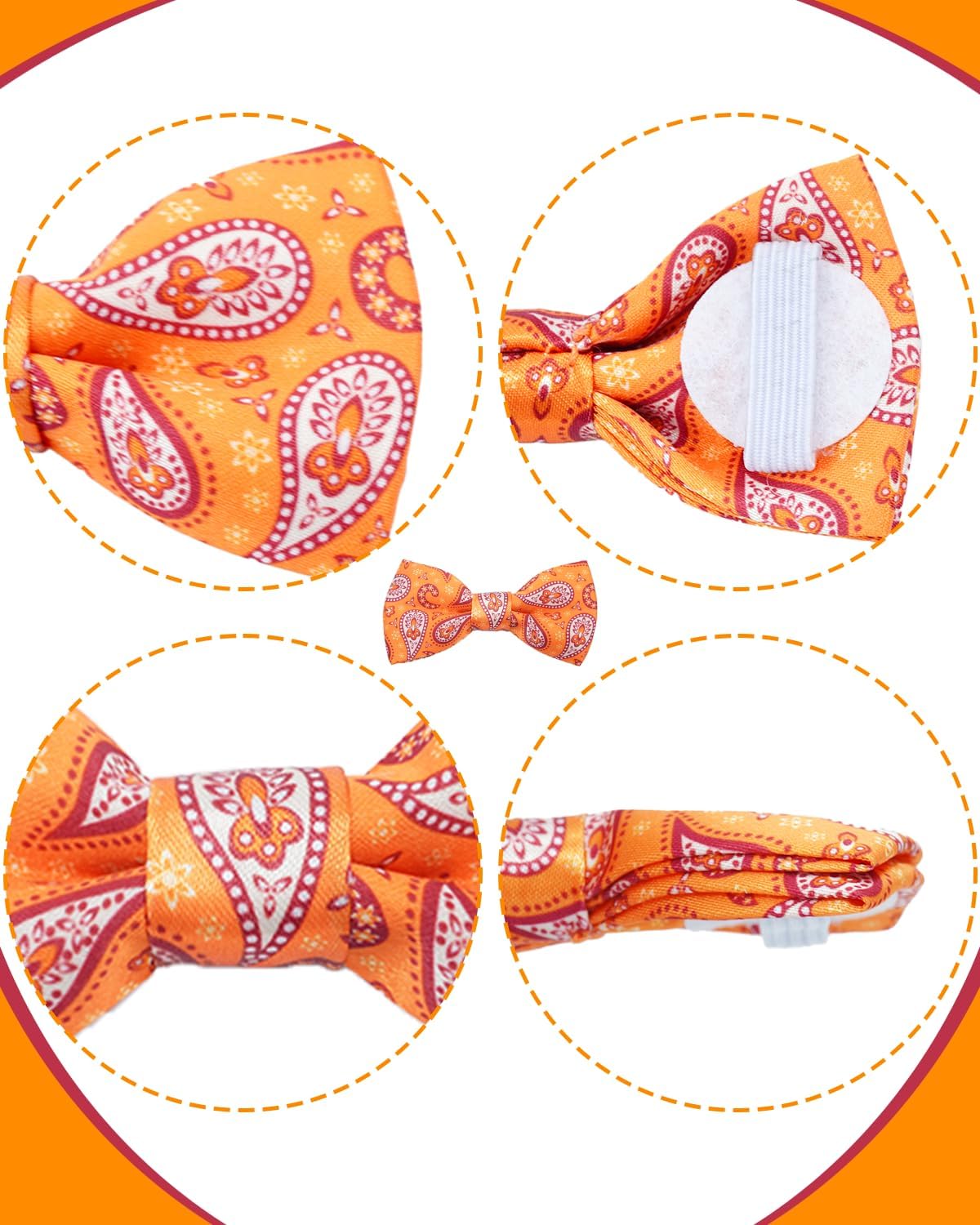 PET SHOW 10 Pack Paisley Small Dog Bow Ties Sliding Collar Attachments Puppy Cats Floral Bowties for Medium Dogs Classy Bowknots Party Holiday Pet Grooming Accessories(Small)