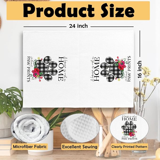 Dog Gifts Kitchen Bathroom Decor Towels 16″×24″,Dog Lovers Gifts for Girls Mom Women,A House is Not A Home Without Paw Prints Bathroom Kitchen Dish Hand Towels
