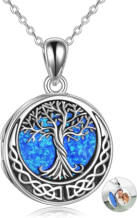 ONEFINITY Tree of Life Locket Necklace Sterling Silver Locket Necklace That Holds Pictures Tree of Life Locket Pendant for Women Wife Girlfriend