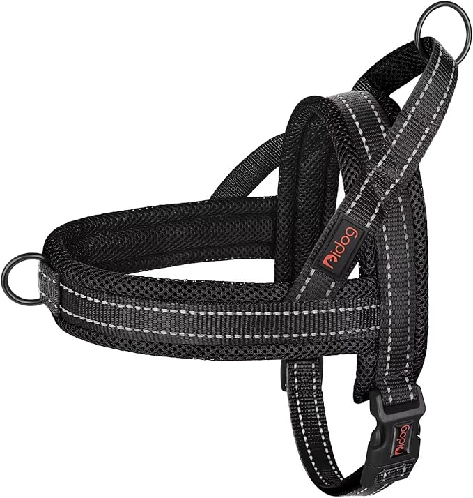 Didog No Pull Dog Harness with Soft Mesh Padded,Reflective & Quick Fit Light Weight Dog Strap Vest Harness,Easy for Walking Training (L:Chest 26-32", Mesh-Black)