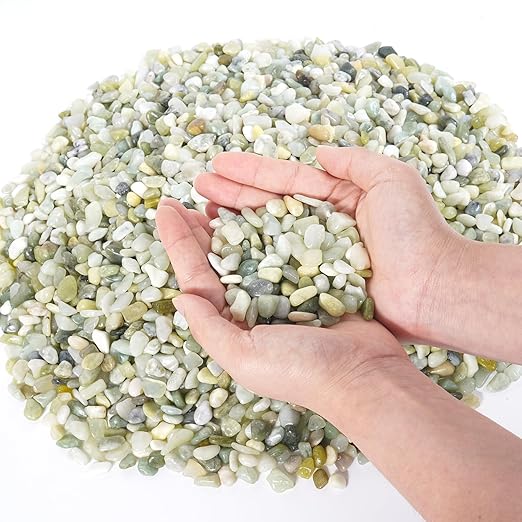 GreatBuddy 2.5-lb Decorative Rocks for Indoor Plants, 3/8" Jade Pebbles for Planters, Gravel for Succulent, Vases, Bamboo, Garden Landscaping, Crafts, Aquariums, Natural Polished