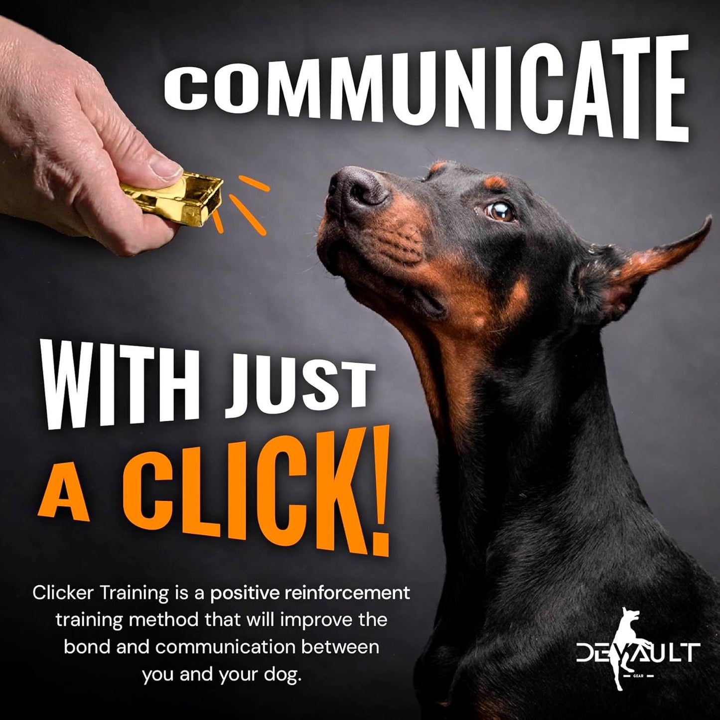 Gold Dog Clicker with Necklace - Clickers for Pet Training - Dog Training & Behavior Aids Easy to Carry with You Anywhere - Teach Your Dog Tricks or Reward His Behavior