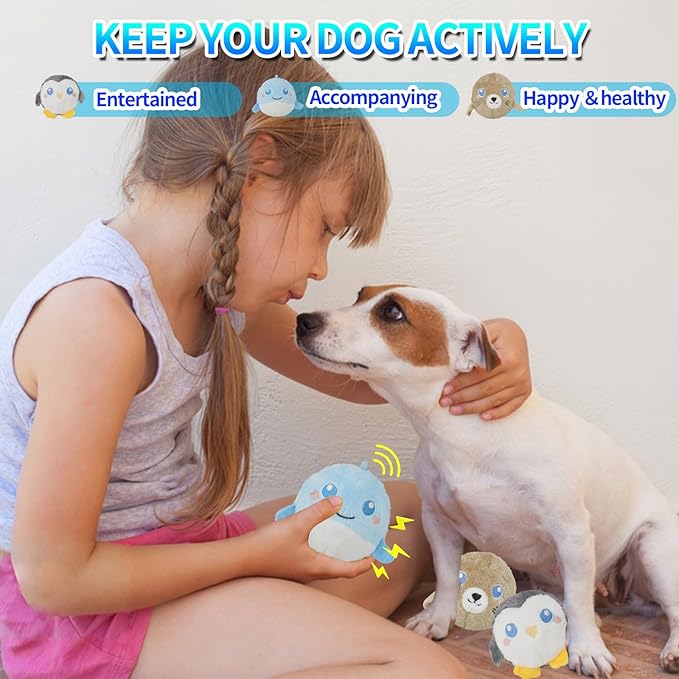 DKING 3Pack Squeaky Dog Balls,2 in1 Funny Puppy Ball Toys,Birthday Dog Toy for Small Medium Dogs (Ocean Ball)