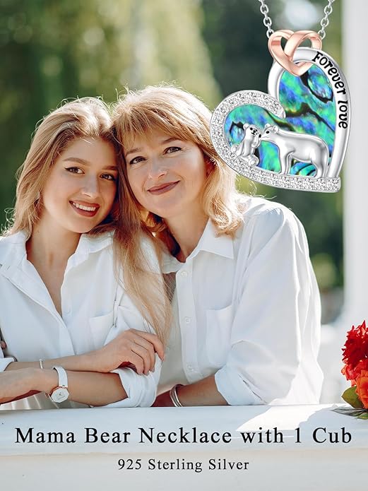 Mothers Day Gift for Mom 925 Sterling Silver Mama Bear/Dinosaur/Cat/Bird/Chicken Necklace with 1 2 3 4 5 Cubs Jewelry for Women Wife Grandma