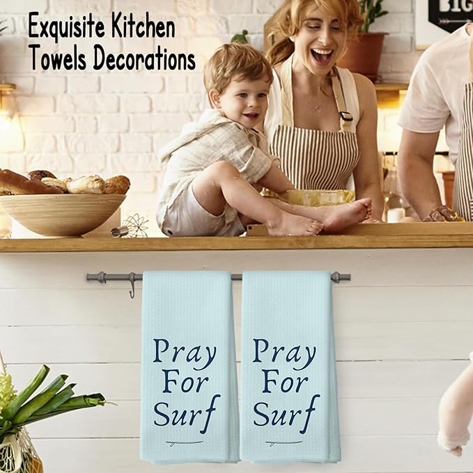 Coastal Beach Room Decor Towels 16″×24″, Beach Pray for Surf Bathroom Kitchen Decor Towels, Gifts for Surfing Enthusiasts