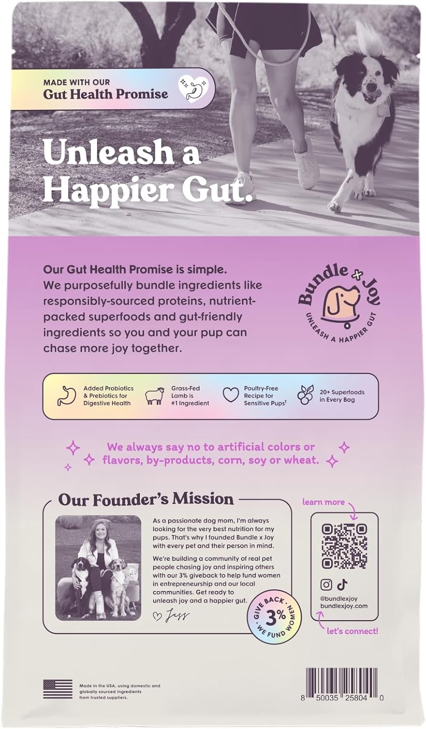 Brave Probiotic Dog Food Dry, Lamb, 18lb Bag, Natural Grain Free Adult Kibble for Digestive Health Made with Real New Zealand Lamb, 20 Plant Based Superfoods, Corn, Poultry & Soy Free