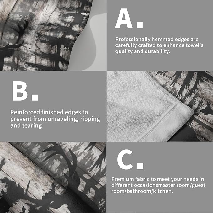 Forest Deer Hand Towels Wildlife Animal Fingertip Towels Set of 2 Soft Guest Face Towel Bathroom Decorations Thin Kitchen Tea Dish Towels