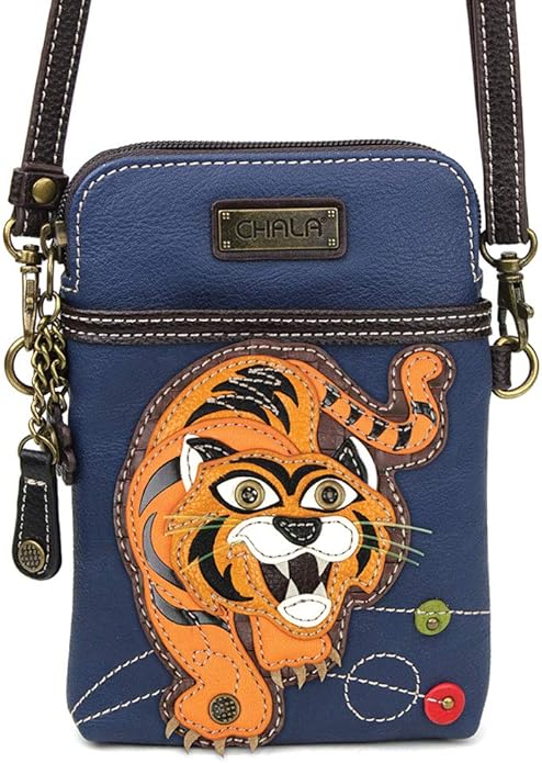 CHALA Cell Phone Crossbody Purse-Women PU Leather/Canvas Multicolor Handbag with Adjustable Strap