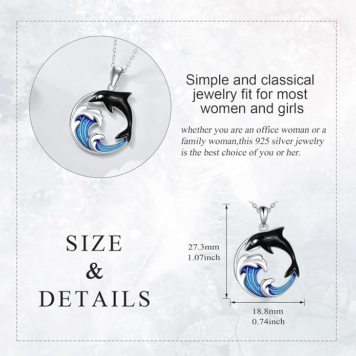 POPLYKE Spider/Butterfly/Fox/Killer Whale/Pande/Shark/Cat/Owl/Mermaid/Dragonfly Necklace 925 Sterling Sliver Animal Necklace Pendant Jewelry Gifts for Women