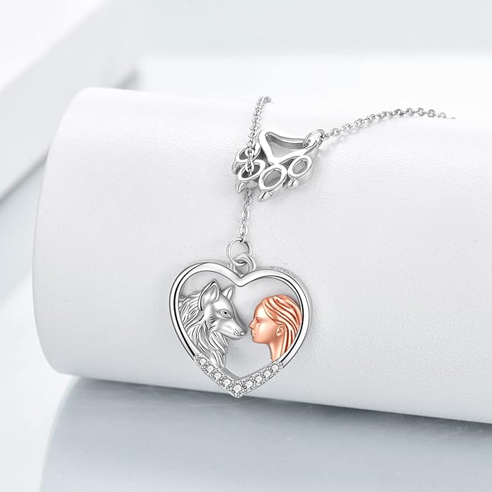 LUHE Bee/Cat/Wolf/Horse Gifts Necklace Sterling Silver Women Y-Necklace Pendant Necklace Jewelry for Teen Girls